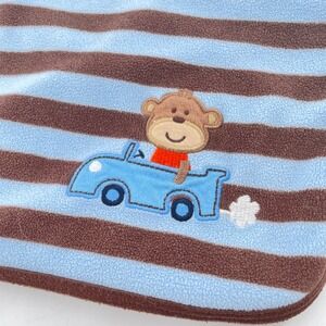 Carters Baby Blanket Lovey Blue Brown Stripe Monkey in‎ Car Fleece Strolle